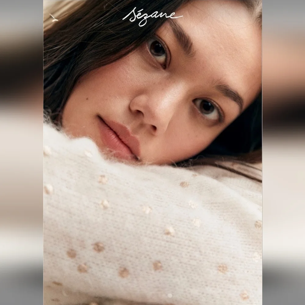 SÉZANE Talitha Kid Mohair Cardigan In Ecru  Champagne Dots NWOT XXS Runs Large - Picture 5 of 13